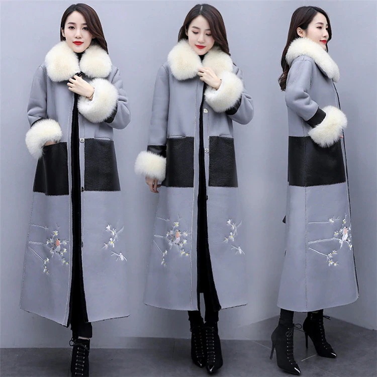 上質コートレディースムートンコ今週の割引は 25% オフですート超ロング襟コート裏ボアモッズコートフェイクファーオーバーコート 大きいポケット