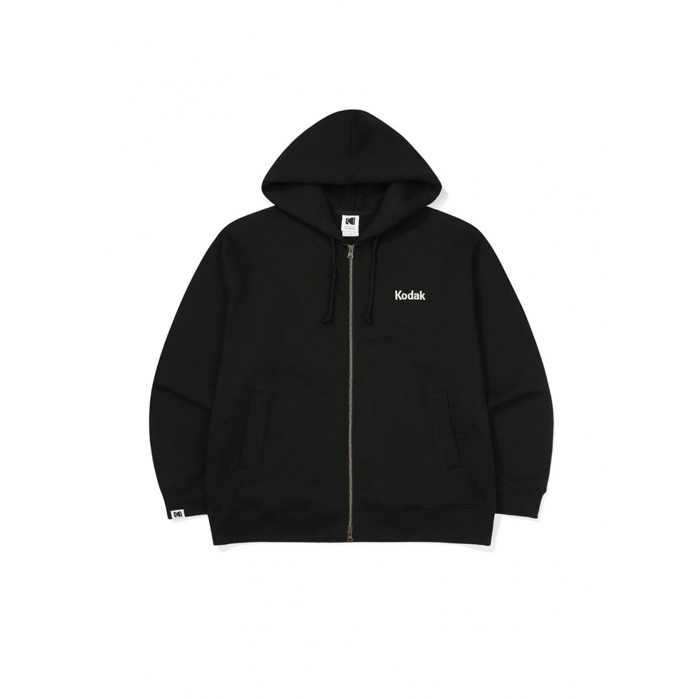 コダックアパレルロゴ起毛パーカージップアップブラック