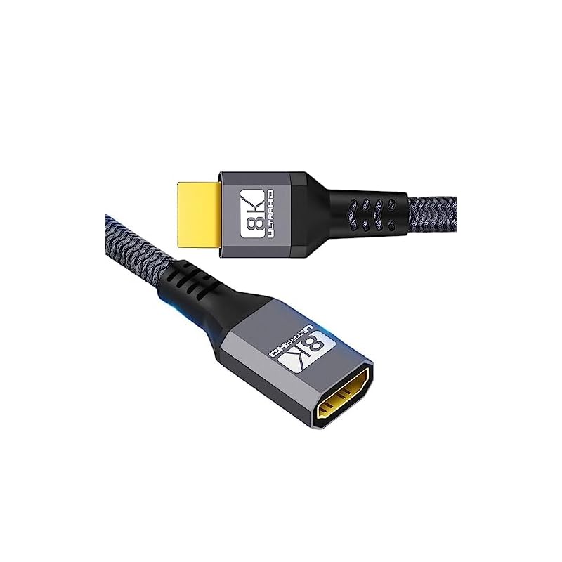 xiwai HDMI 2.1 延長ケーブル オス-メス ウルトラHD 8K 60hz 4K 120hz 48GB オーディオ3D HDMIコード付き ブラック 0.5m