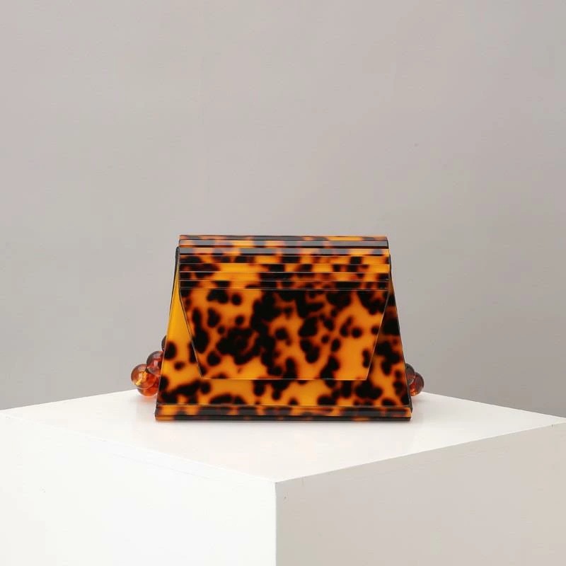 レディース 鞄 カバン バック ファッション オシャレ アイテム 小物 パール 光沢 レトロ ヒョウ柄 バッグ べっ甲色 シンプル スクエア ディナーバッグ クラッチバッグ 4,958円