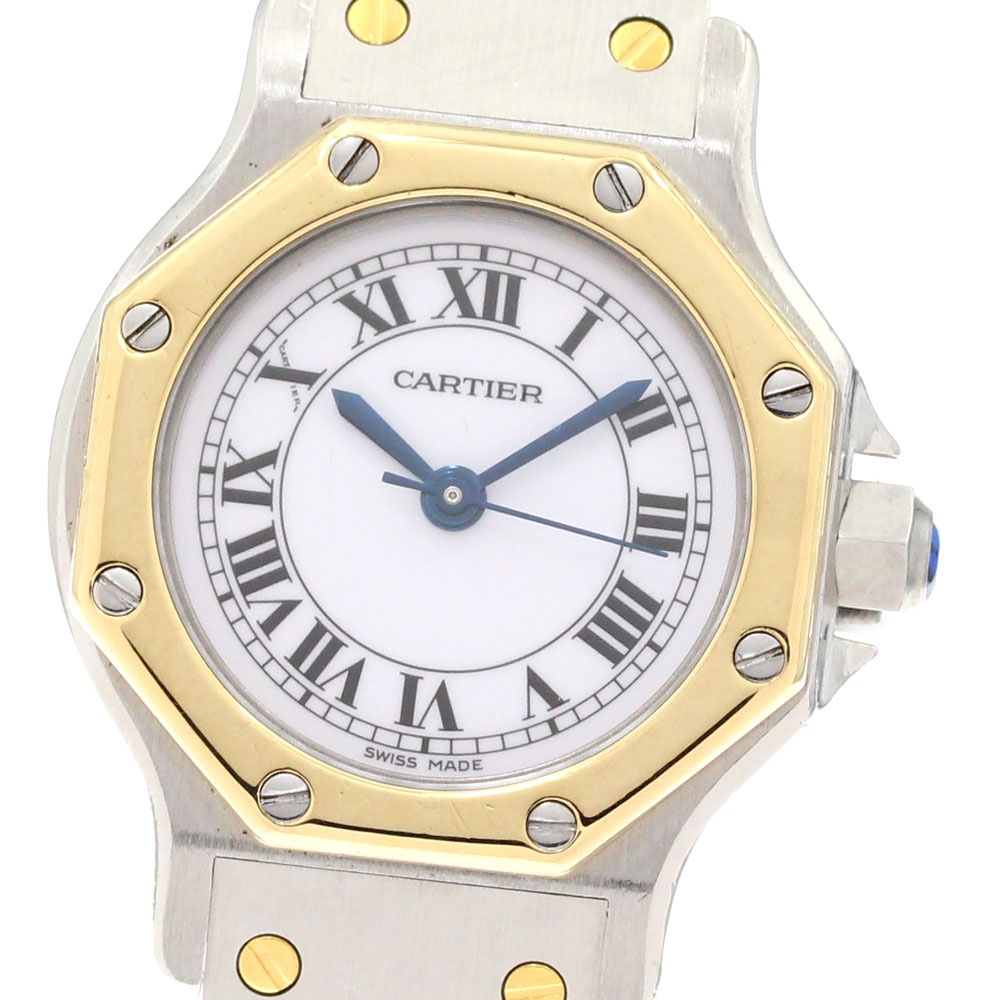 カルティエ CARTIER 82037288 サントスオクタゴン SM YGベゼル 自動巻き レディース _663094【中古】