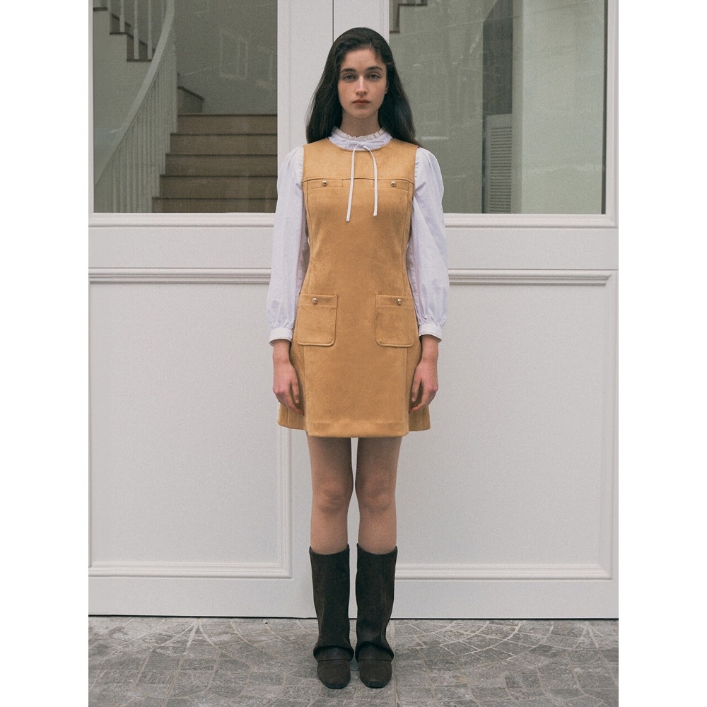 ロラローラスエードスリーブワンピースベージュ