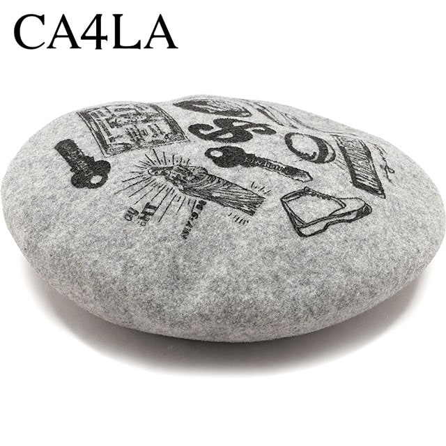 ベレー帽 [CAW00596] BLACK AND WHITE PAINTINGS BERET メンズ・レディース 帽子 ハンチング フリーサイズ LIGHT-GRAY