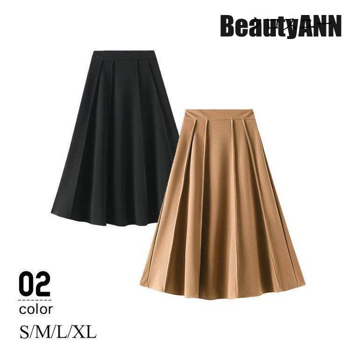 新生活 スカート 冬 レディース フレア 40代 aラインスカート 韓国風 ストレッチ ロング丈 ハイウエスト おしゃれ M5L 黒 暖か 20代 30代 50代 プレゼント ギフト