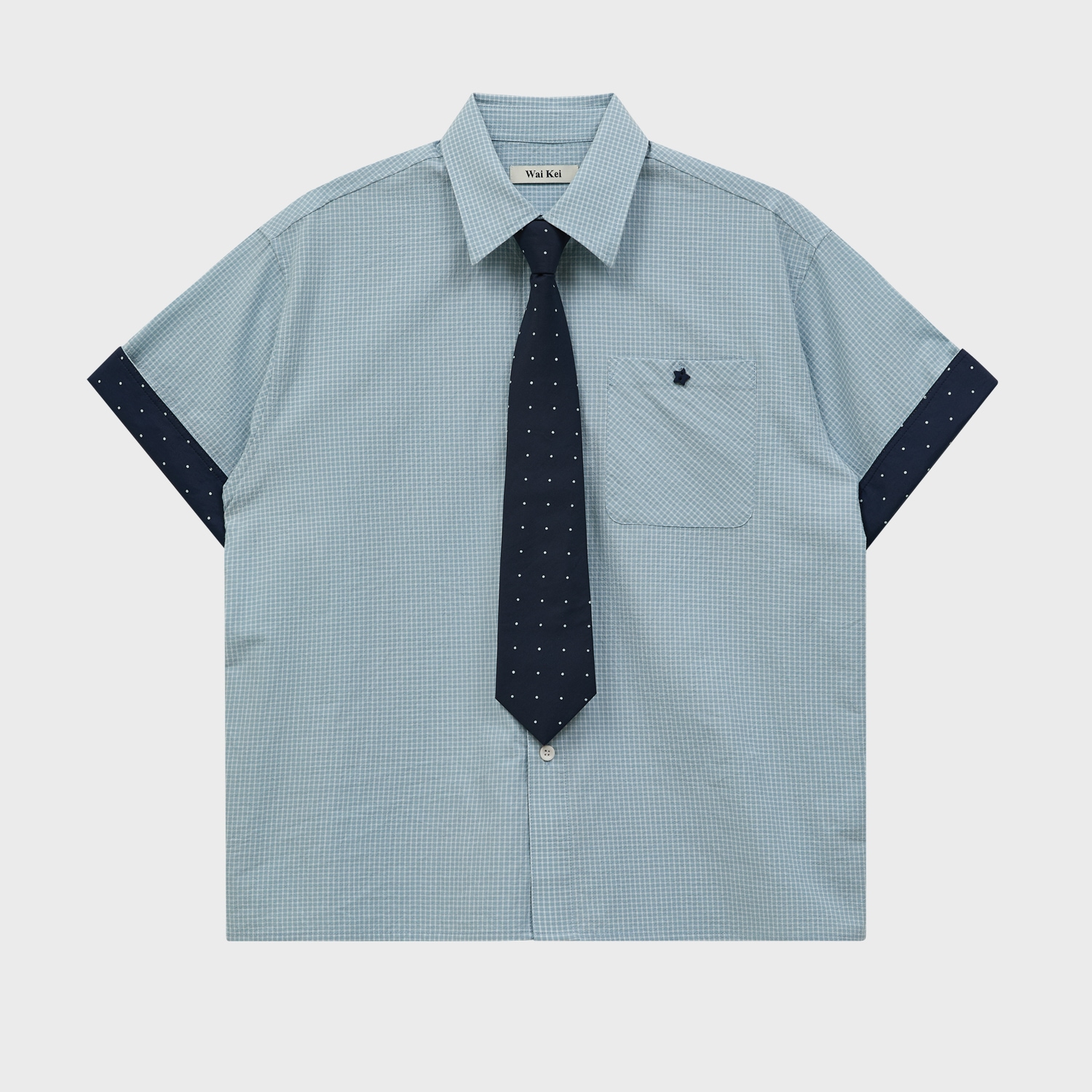 Tie SET Check Half Shirt MINT