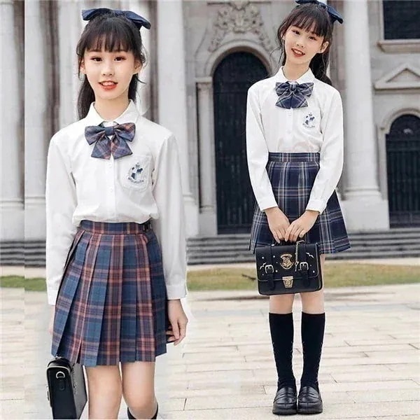 卒業式スーツ チェック柄 女の子 制服 大きサイス シャツ スカート リボン 上下セット 入学式スーツ 女子 子供服 卒業式服 高校生 中学生 定番 jk スカート 通学 卒園式 発表会