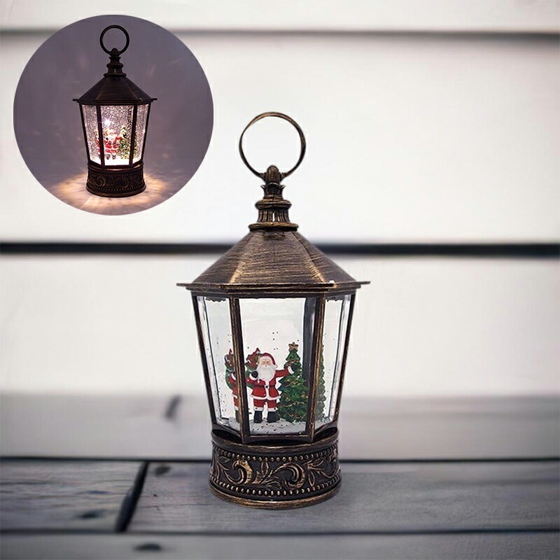 スノードーム オーナメント LED 電池式 ライト イルミネーション LEDライト ランタン サンタ トナカイ ソリ クリスマスツリー ツリー サンタクロース 光る バブルLEDライト