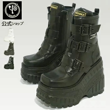 【公式SHOP特典キズ補修液付】 ヨースケ 厚底スニーカー レディース ハイカット スクエアトゥ 歩きやすい 13cm 厚底ヒール