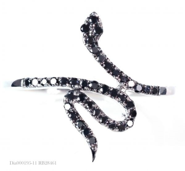 厳選 天然 ブラック ダイヤモンド リング 蛇 指輪 0.20ct K18WG 74 26,000円