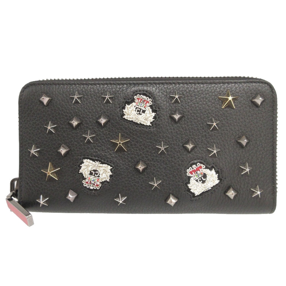 新品同様 ラウンドファスナー スタッズ パネトーネ 長財布 レザー/レザー ブラック 0121【中古】 ユニセックス