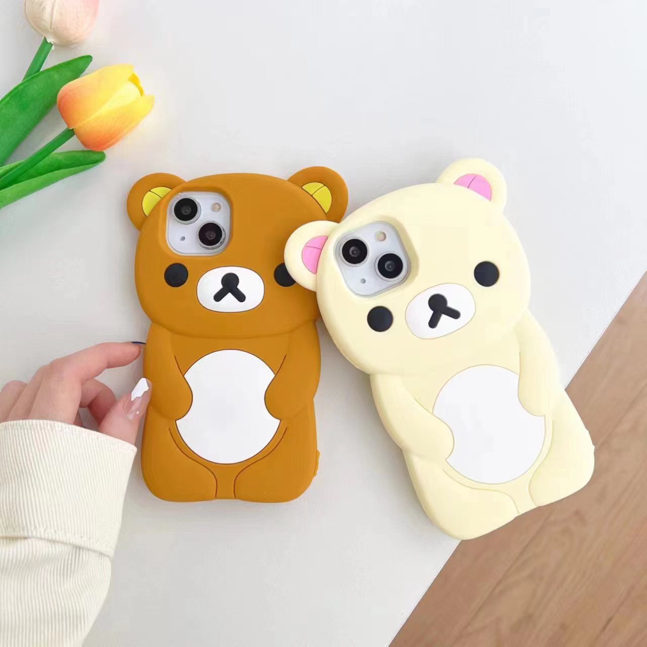 Iphone13promaxに適した漫画のかわいい小さなクマのカップルモデルapple 12携帯電話ケース11xs/xrソフト
