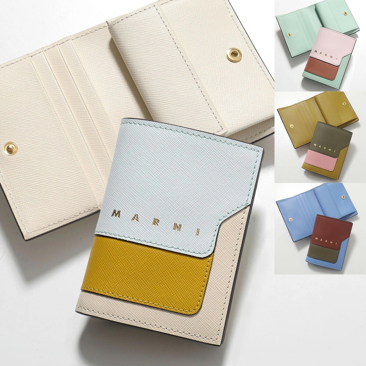 MARNI マルニ 二つ折り財布 PFMOQ14U28 LV520 レディース サフィアーノレザー ミニ財布 ロゴ 小銭入れあり カラー6色 PFMOQ14U28LV520ZO877
