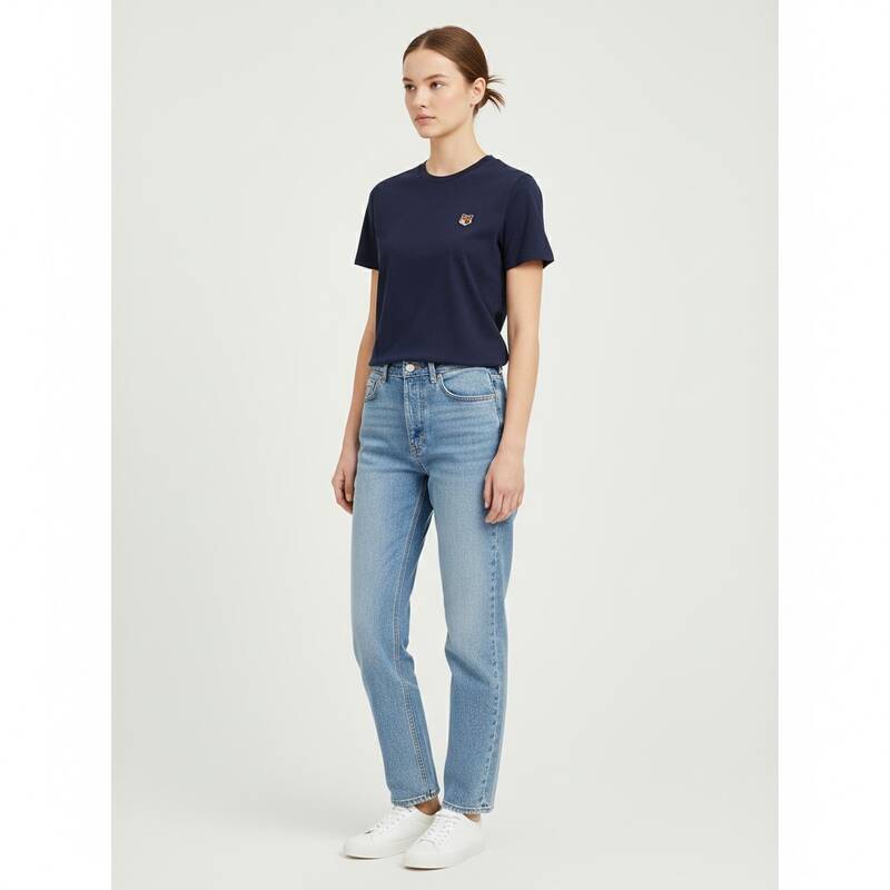 メゾン・キツネ フォックスヘッド 半袖Tシャツ ネイビー レディース LW00105KJ0008 P476