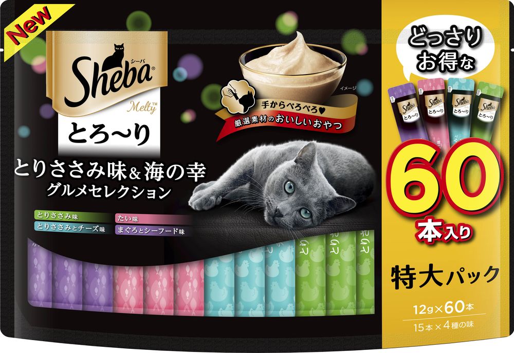 （まとめ買い）マース シーバ とろり メルティ とりささみ味＆海の幸グルメセレクション 12gx60P 猫用おやつ [x3]