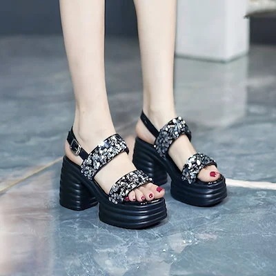 ２点で13o円OFF！【激安SALE】厚底ハイヒールサンダルレディースサンダル2025新しい夏アウターウェアサンダルソフト底厚ヒールレ