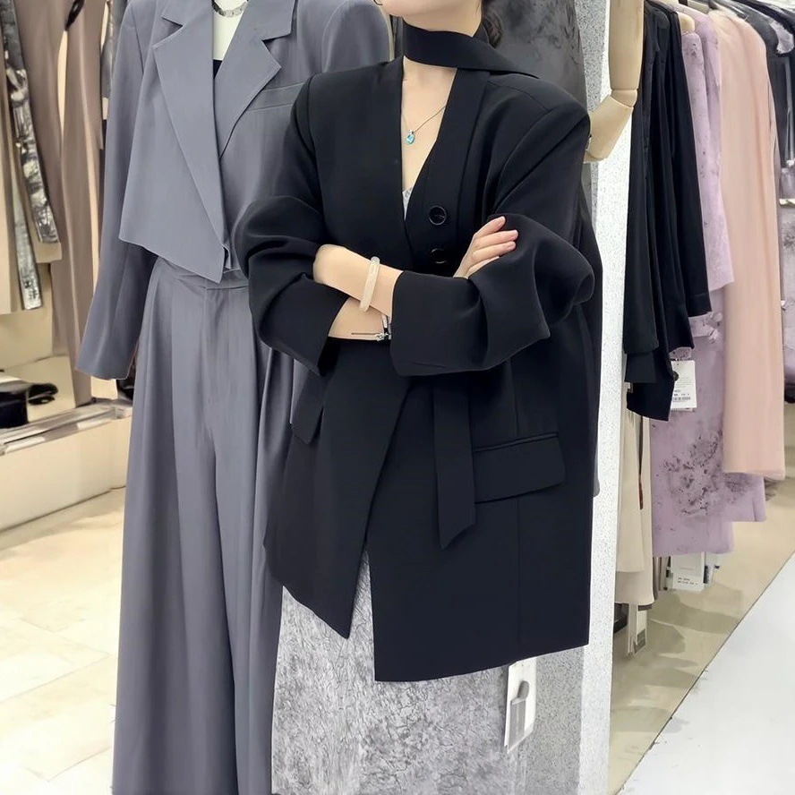 テーラードジャケット 韓国ファッション レディースジャケット 人気アウター セクシーな女性の春のvネックスリムジャケット