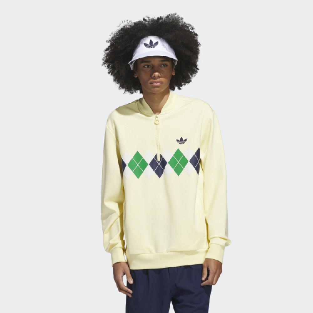ADIDAS GOLFオリジナルアーガイルプリンテッドクォータージップスウェットシャツJE8273