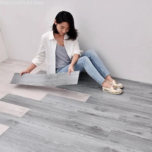 3D粘着性の床カバー,厚い木目調の壁紙,耐水性,リビングルーム用,耐摩耗性,91x15cm
