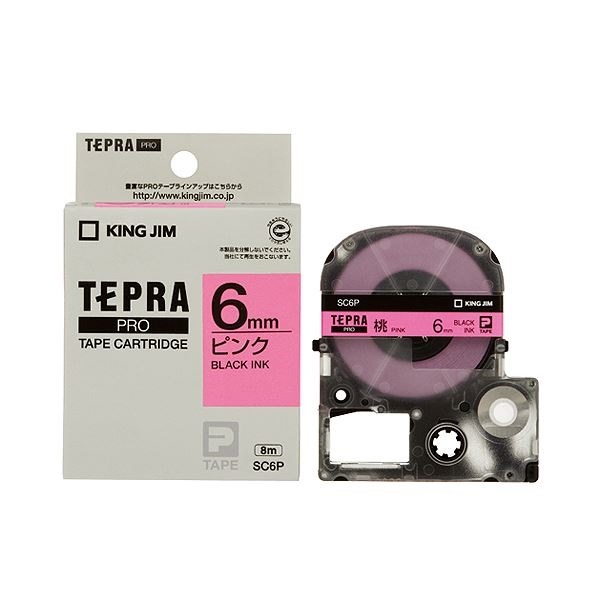 注目の （まとめ） キングジム テプラ PRO テープカートリッジ パステル 6mm ピンク／黒文字 SC6P 1個 5セット その他スマートフォン用アクセサリー