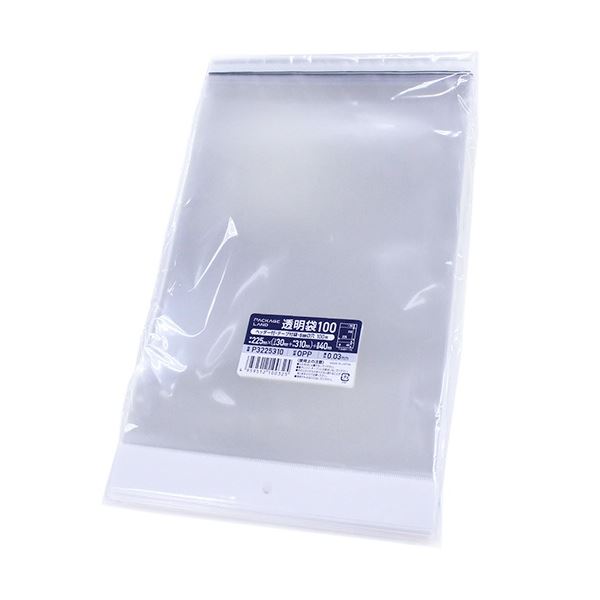 ヘッダー付OPP袋 225x(30+310)+40mm 0.03mm厚(100枚x20パック)