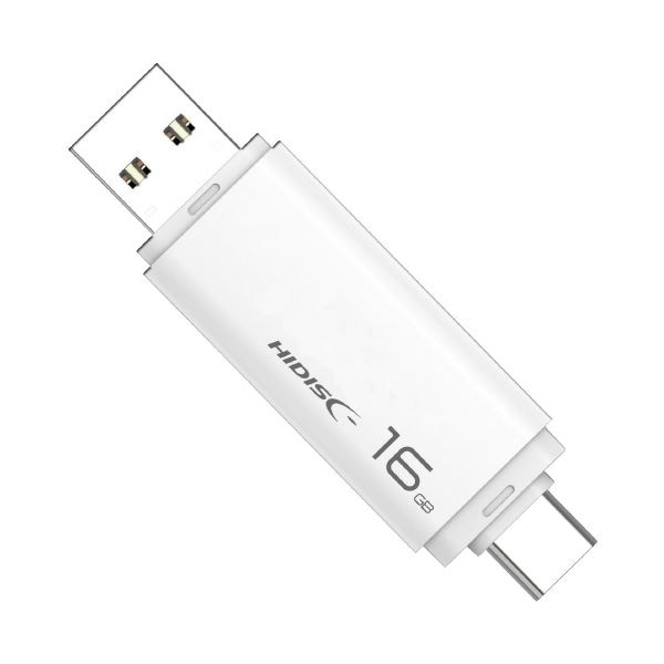 （まとめ）HIDISC USBメモリー Type-C/A 16GB ホワイト[x5]