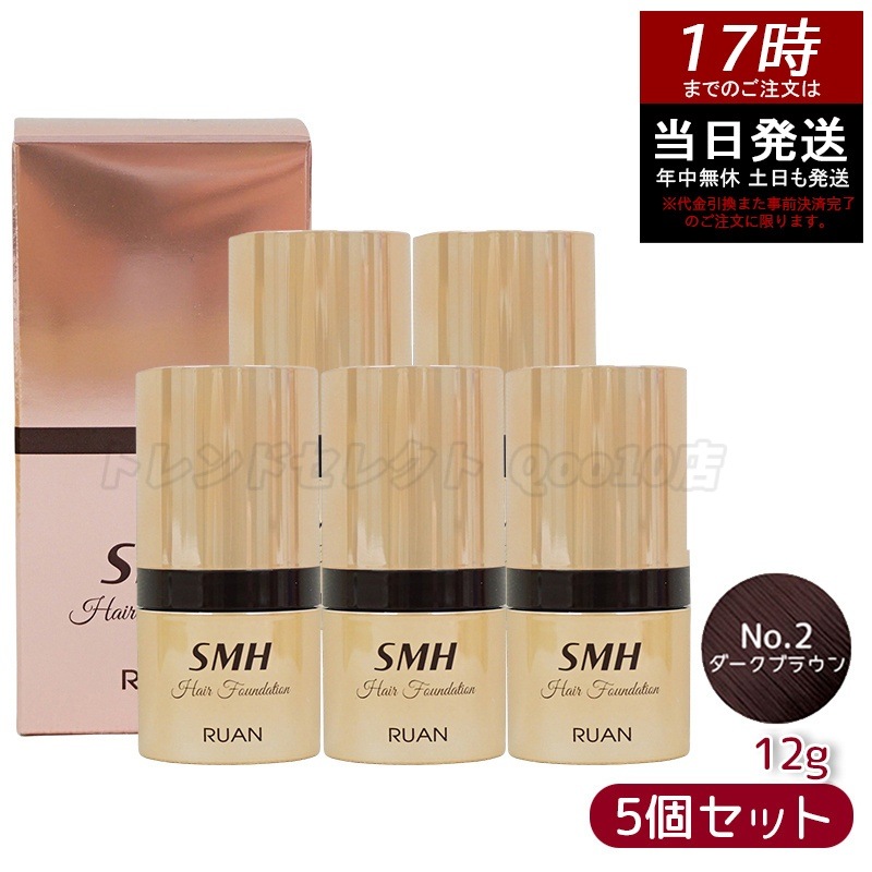 【5個セット】　ルアン SMH ヘアファンデーション 12g No.2 ダークブラウン 髪 頭 薄毛隠し薄毛 分け目 つむじ ふりかけ 白髪かくし