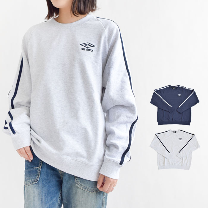 【2024秋冬新作】正規取扱店 トップス スウェット トレーナー ジャージ 長袖 袖ライン ライン入り クルーネック メンズ レディース ユニセックス ロゴ 刺繍 スポーツ トUM7054