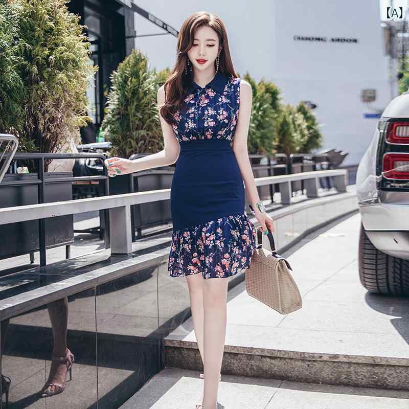 レディース 夏 ドール カラー スカート 魅惑 花柄 シフォン パッチワーク ドレス お姫様 風 ウエスト スリム スカート ヒップ ハグ スカート