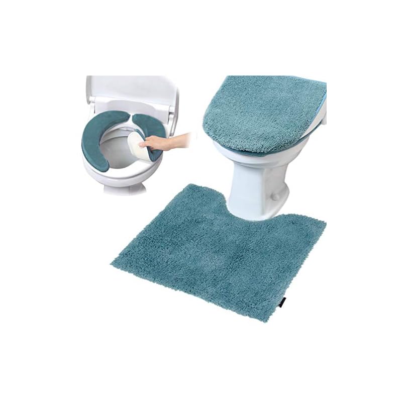 ヨコズナクリエーション バス トイレタリー (トイレマット&フタカバー&便座カバー セット, モダニスト ターコイズ)