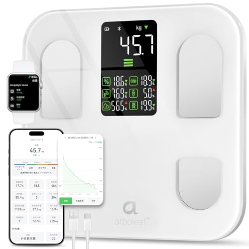 arboleaf 体重計 体組成計 カラダスキャン Amazon | arboleaf 体重計 スマホ連動 体脂肪計・体組成計
