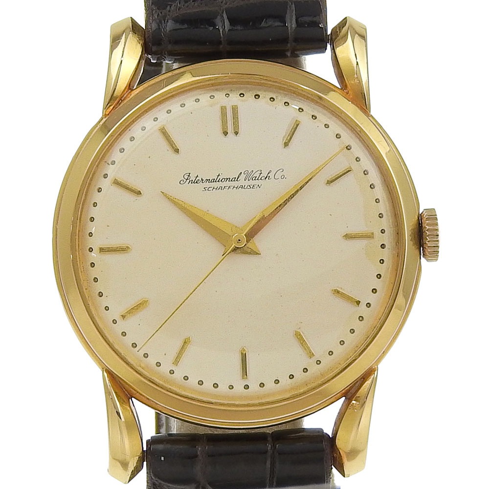 シャウハウゼン Cal.89 腕時計 K18イエローゴールド クロコダイル 手巻き メンズ アイボリー文字盤 中古品