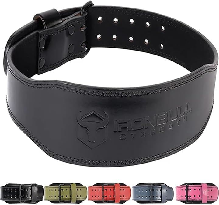 7mm レザーウェイトリフティングベルト 幅4インチ テーパード プレミアムレザー ジム ワークアウト 男女兼用(ブラック, M)