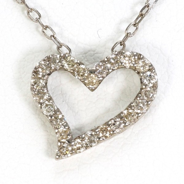 K10 10金 WG ホワイトゴールド ネックレス ダイヤ 0.20 約40cm ジュエリー 中古