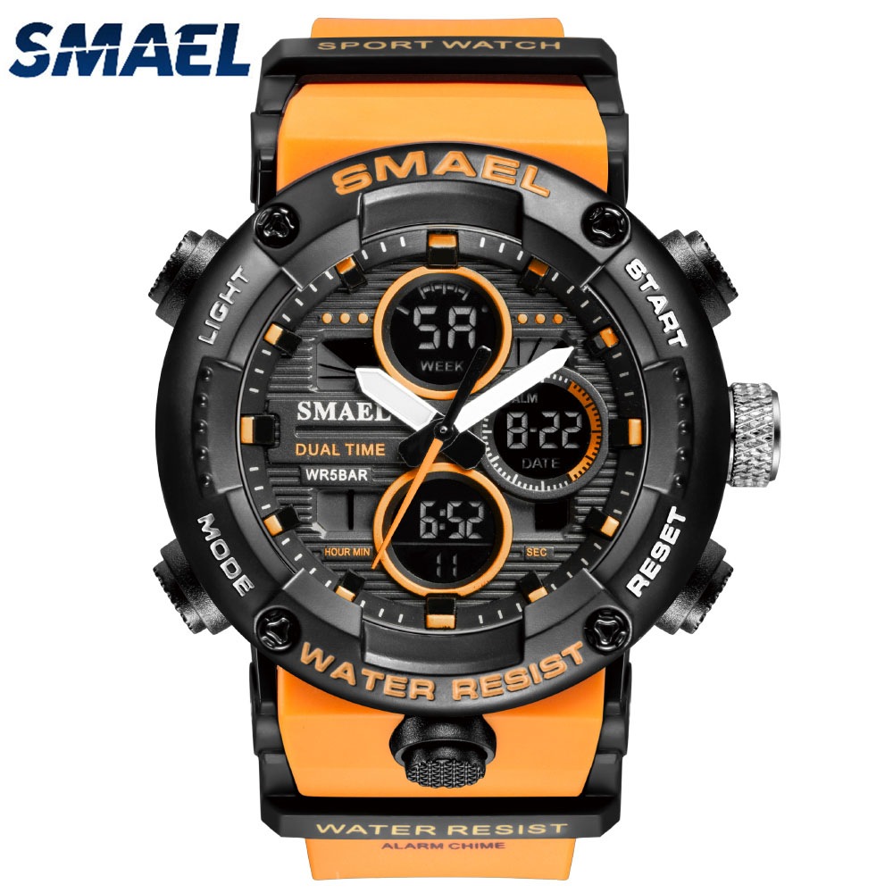 Smaelウォッチメンズデジタルウォッチホワイトスポーツウォッチ50m防水オートデイトrelogiomasculinoデジタルミリタリーウォッチ