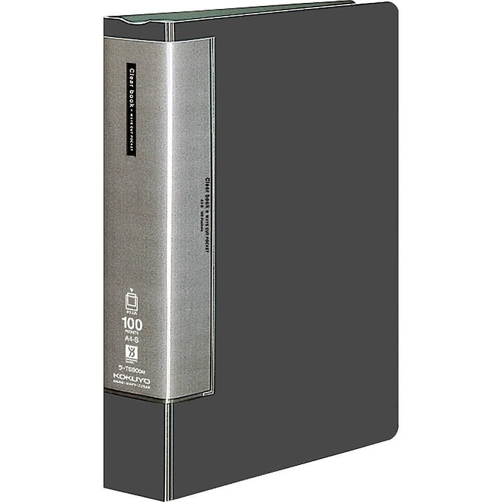 （まとめ買い）クリヤーブック ウェーブカット 固定式 A4縦 100ポケット ダークグレー ラ-T590DM [x3]