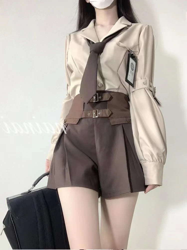 パーティードレスドレス アカデミア風 修学旅行 ブレザー襟シャツセットハイウエストショーツ しゅうがくりょこうドレス