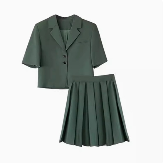 スカート トップス セットアップ レディース 2点セット 上下セット ミニスカート 半袖 Vネック 襟付き ワイド プリーツ かわいい 大人可愛い シンプル おしゃれ こなれ感 ラフ ガーリー ルーズ