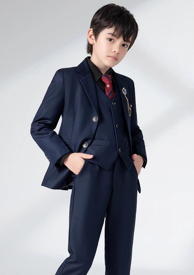 【急速出荷!】大人気 上品 3color 上品 キッズスーツ 子供スーツ ４点＆5点セット選択可【 ジャケット＋シャツ＋ベスト＋ズボン＋蝶ネクタイ 】七五三 子供服 男の子スーツ 発表会 ピアノ 結婚
