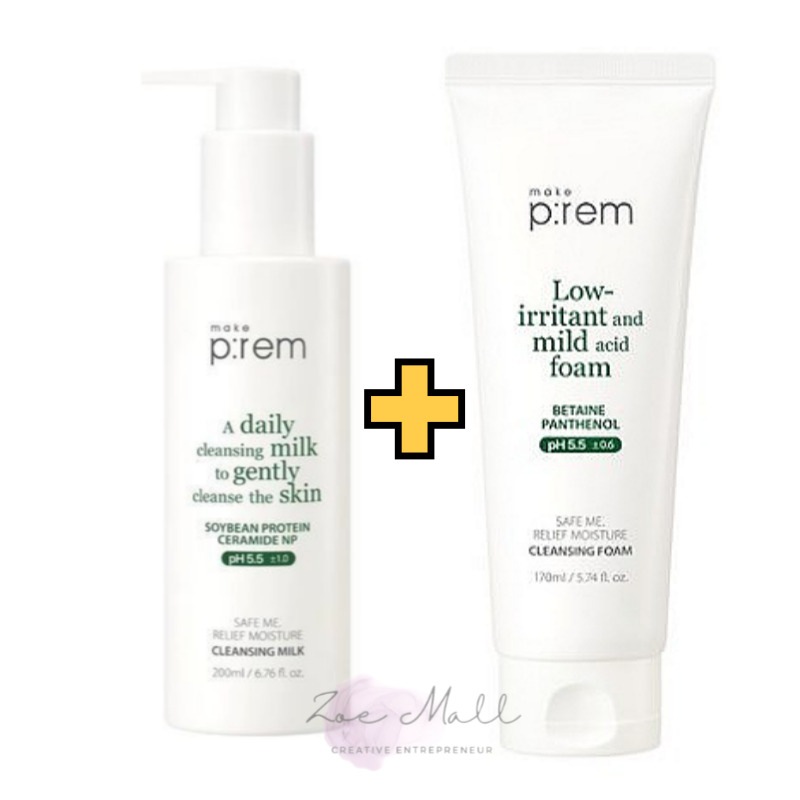 [クレンジングセット]セーフミー リリーフモイスチャー クレンジングミルク 200ml+クレンジングフォーム 170ml/クレンジングミルク/大豆タンパク質/鎮静/保湿/メイク落とし クレンジング/韓