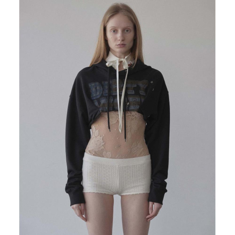 スカルプター Glitter Flag Crop Hoodie Black SC24A224NMBK