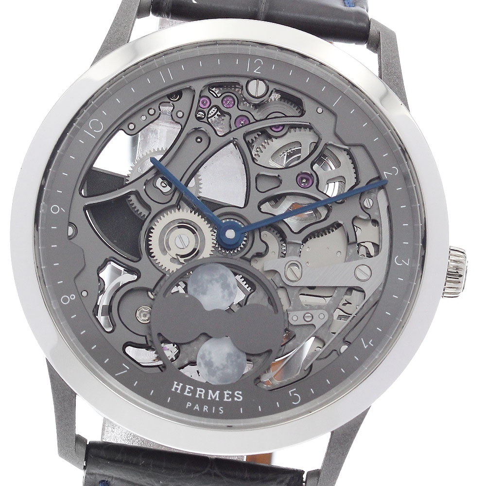 エルメス HERMES CA6.841 スリム ドゥ エルメス スケルトン リュンヌ 自動巻き メンズ 良品 箱・保証書付き_879936【中古】