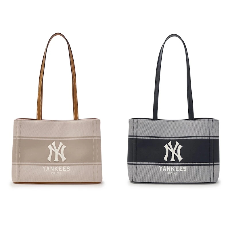 3ABQB015N 正規品保証 関税負担なし 韓国限定販売 [25S新商品] バーシティー レタリング キャンバス ショルダーバッグ ニューヨーク ヤンキース