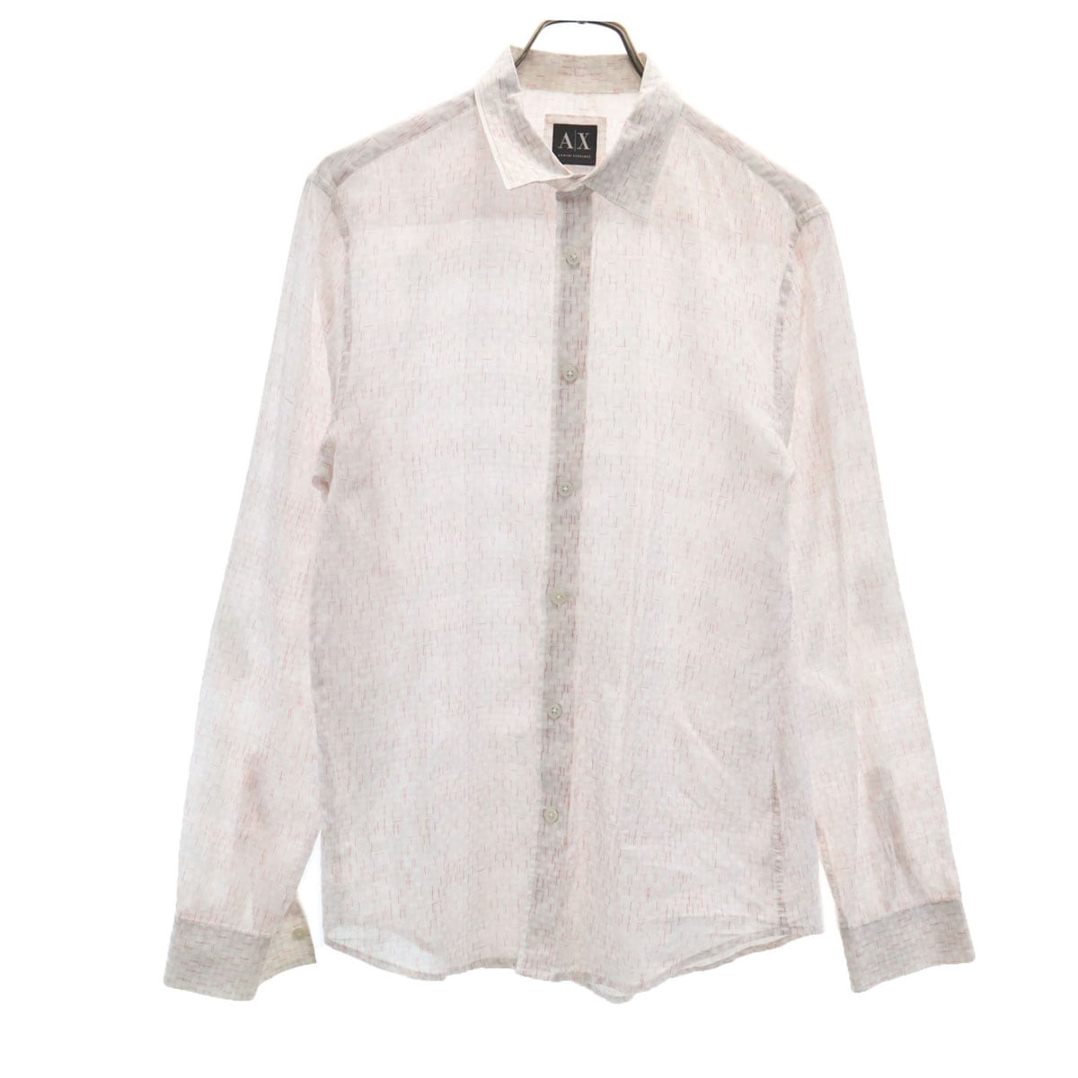 総柄 長袖 シャツ M 白×赤系 メンズ 古着