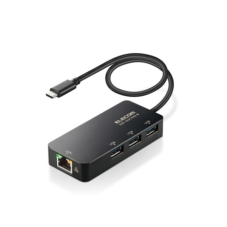 LANアダプター 有線 タイプC Giga USBハブ付 USB-A3 USB3.2 Gen1 3.1 Gen1 3.0 10 100 1000Mbps 【Windows Mac対