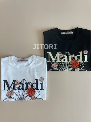 Mardi 花刺繍 SWEATSHIRT FLOWERMARDI NEEDLEWORK_WHITE GREY - MARDI MERCREDI