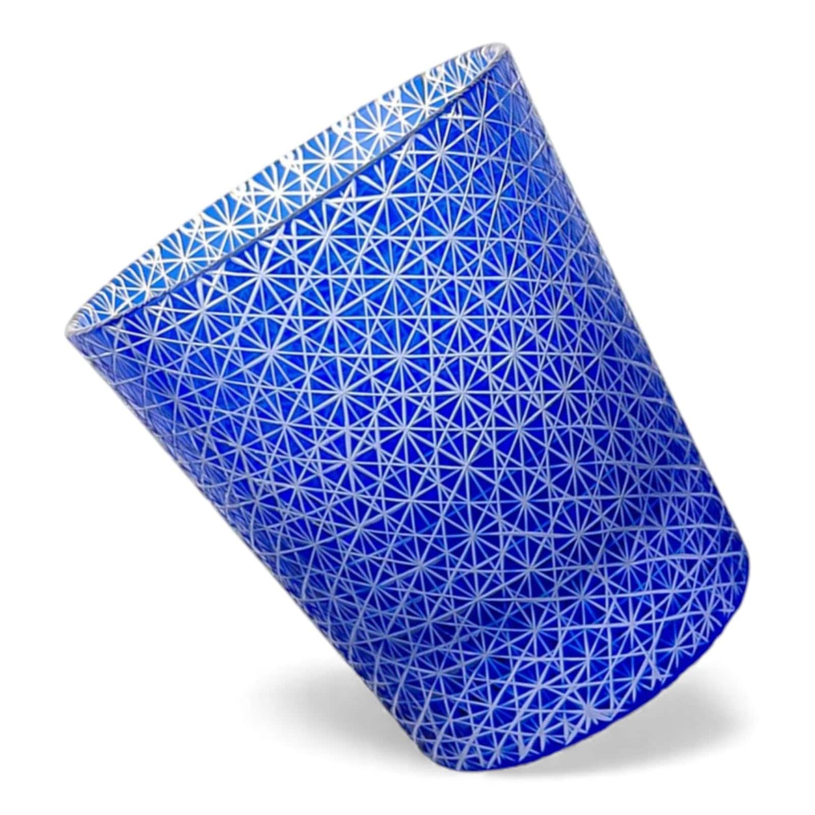 匠美風 ディナー ラグゼ 切子 グラス カップ Φ80xH90mm 220cc 線彫り小紋 ブルー 煌雅 PNO.332777