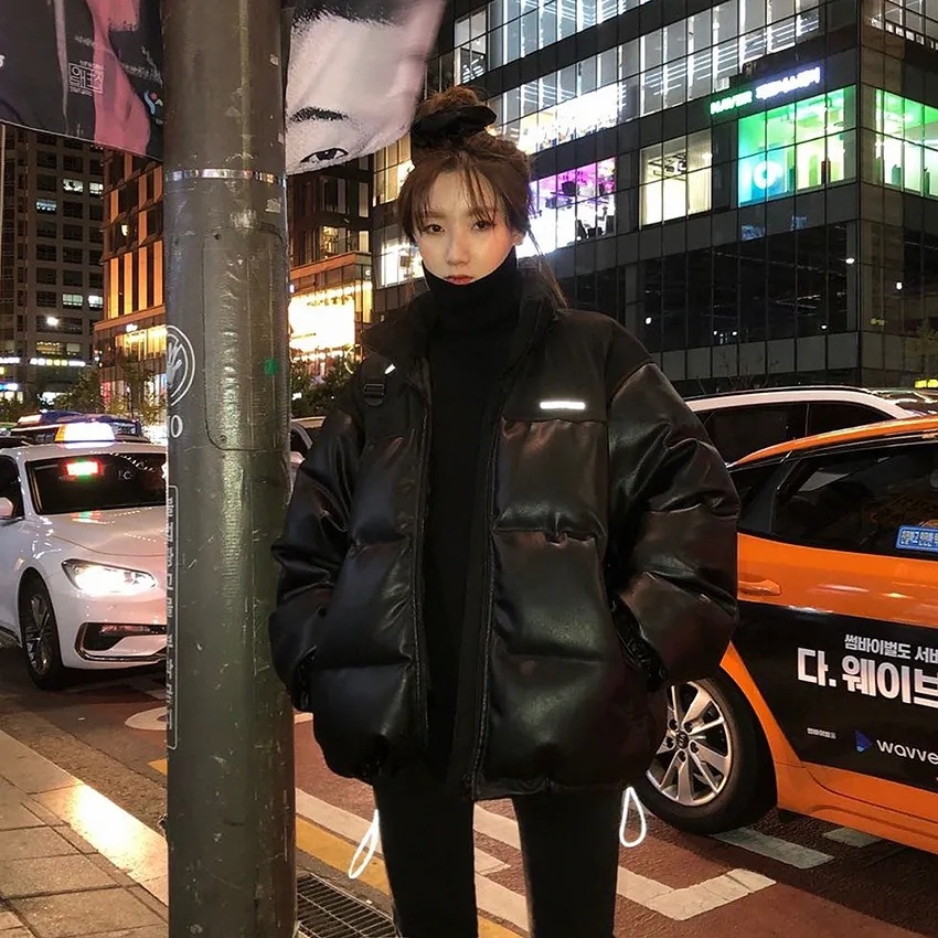 ブラック ダウンジャケット スタンドアップカラー ダウンコート ジャケット. アウター 韓国