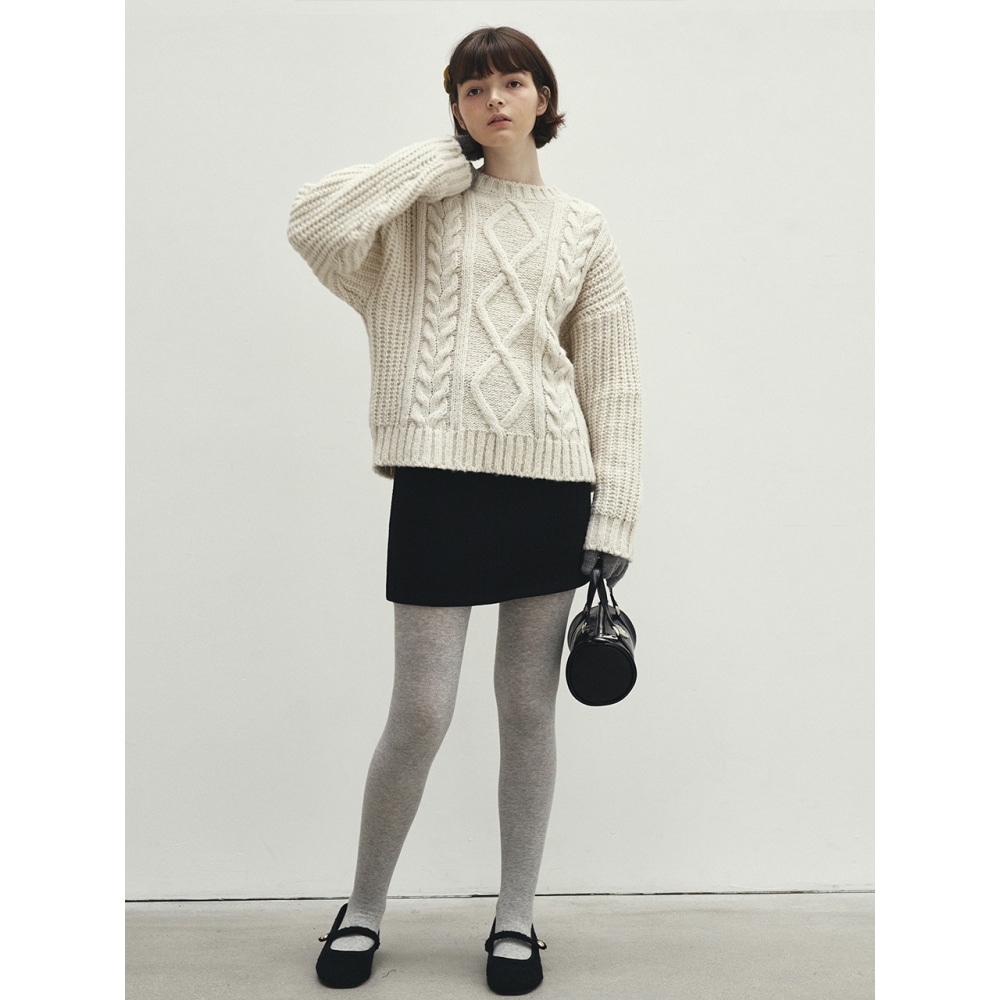 LOEIL ベーシックツイルミニスカートブラック