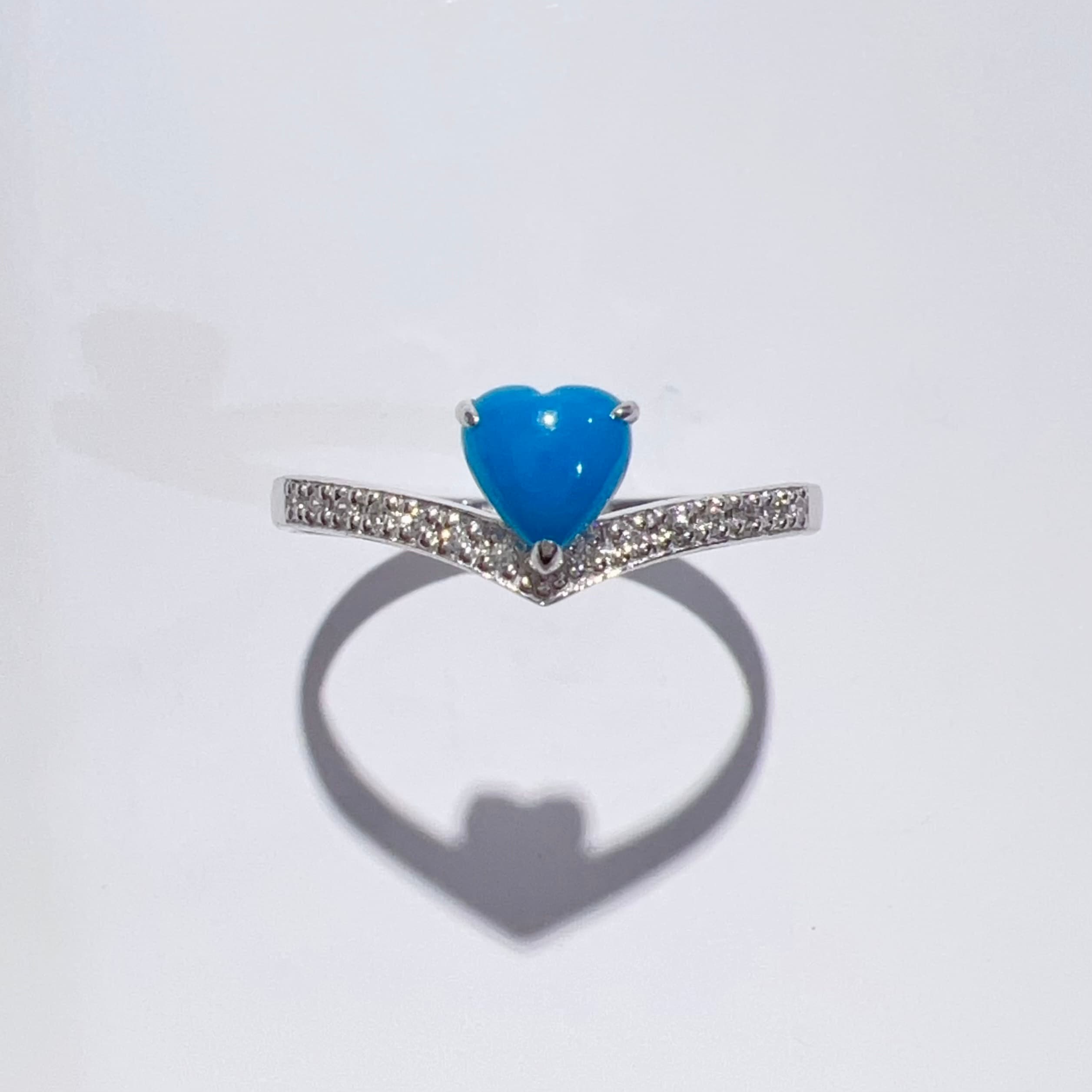 Pt900 天然 ナチュラル ターコイズ ダイヤ リング 13号 0.35ct D0.05ct 1.9g レディース ジュエリー アクセサリー 指輪 美品 aua54141080409