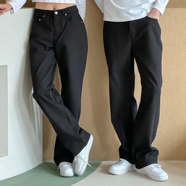 男女兼用ディープブラックセミワイドコットンパンツ UJ-JEA-8030